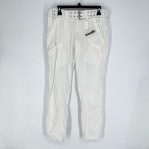 Pete & Greta by Johnny Was Corduroy Cargo Pants Y2K NEW Sz 2 White Cotton Blend